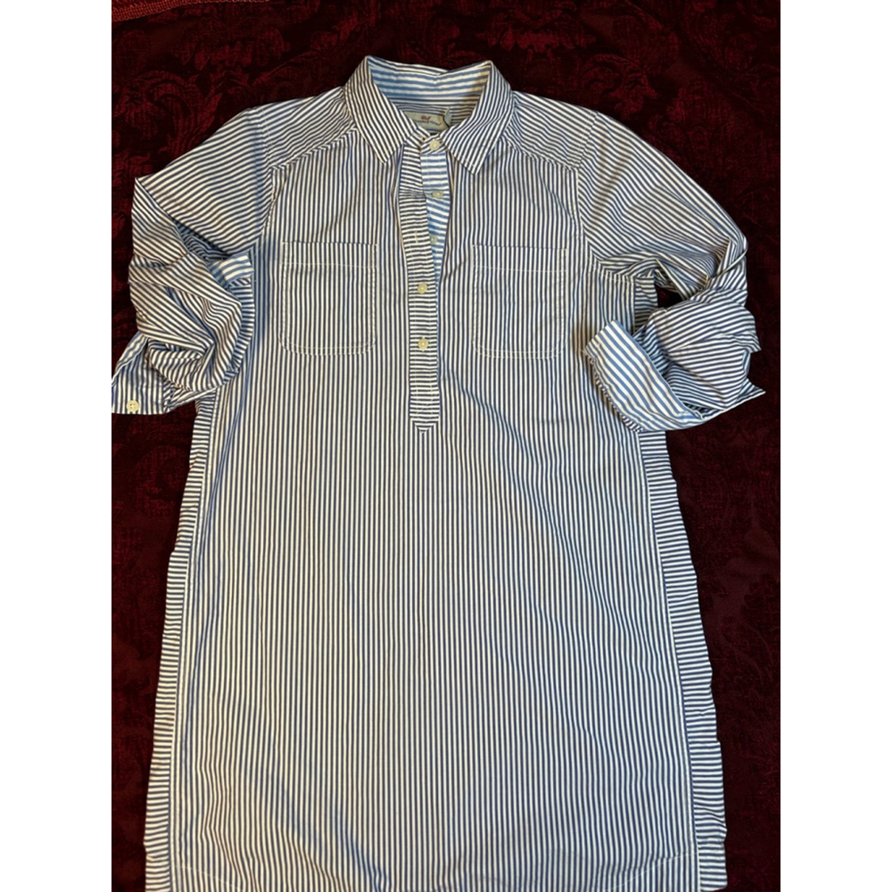 Vineyard Vines Shirt Dress Blue White Striped Small